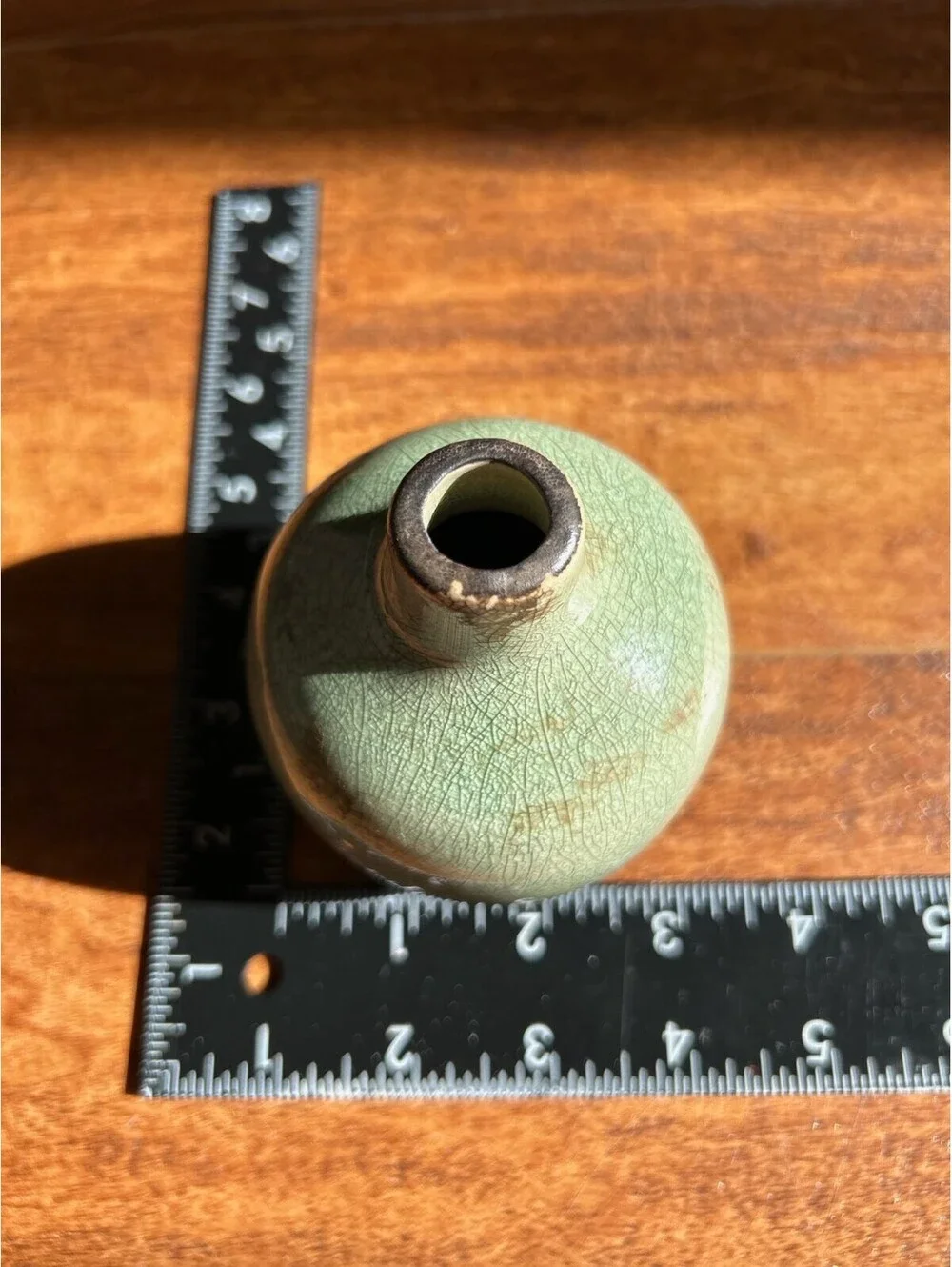 Small Vintage Ceramic Table Vase with Crackle Glaze